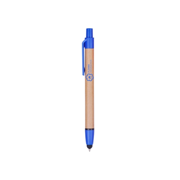 4.75" x 0.5" paper and plastic click-action ballpoint pen with stylus... from ASI 37218 Athena Promo (tm)