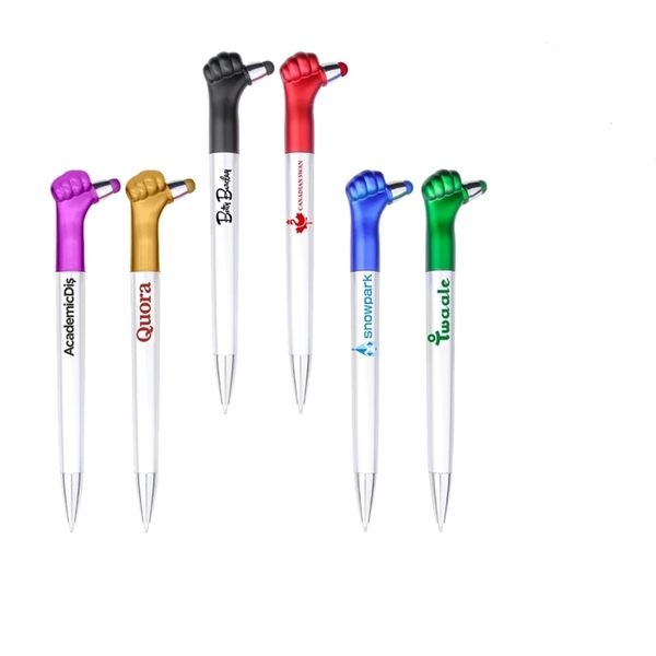 5.56" x 0.50" plastic ballpoint thumbs up stylus pen with device... from ASI 37218 Athena Promo (tm)