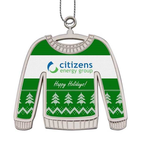 2.5" die cast zinc alloy Christmas ugly sweater two-sided hanging ornament.... from ASI 52263 EMT / EMT EMT EASY