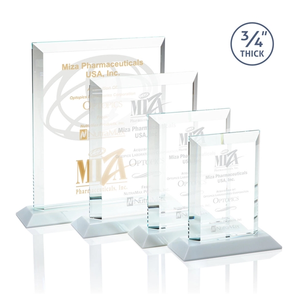 Stunning rectangle award with thick bevels and an exquisite White base.... from ASI 84592 St Regis Group / St Regis