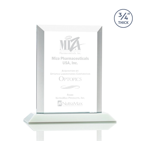 Stunning rectangle award with thick bevels and an exquisite White base.... from ASI 84592 St Regis Group / St Regis