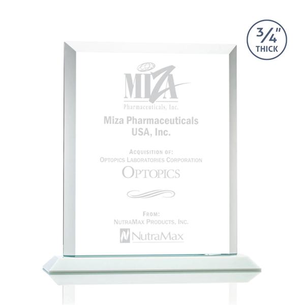 Stunning rectangle award with thick bevels and an exquisite White base.... from ASI 84592 St Regis Group / St Regis