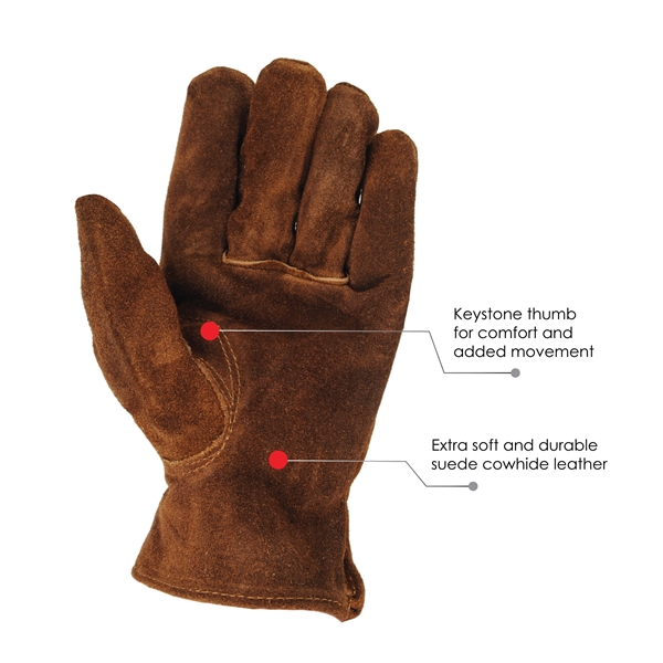 Select suede cowhide leather work gloves with shirred elastic back.... from ASI 62192 Illinois Glove Co / Honest Abe®