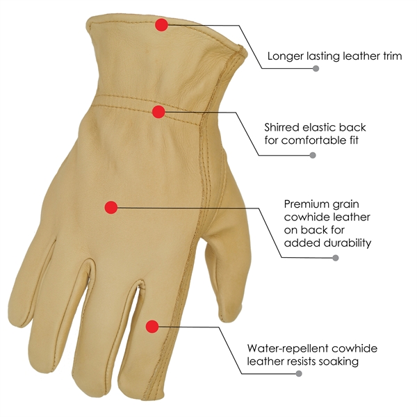 Premium grain cowhide leather gloves with water repellent leather.... from ASI 62192 Illinois Glove Co / Honest Abe®