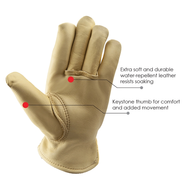 Premium grain cowhide leather gloves with Thinsulate lining & keystone thumb.... from ASI 62192 Illinois Glove Co / Honest Abe®