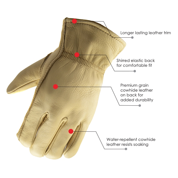 Premium grain cowhide leather gloves with Thinsulate lining & keystone thumb.... from ASI 62192 Illinois Glove Co / Honest Abe®
