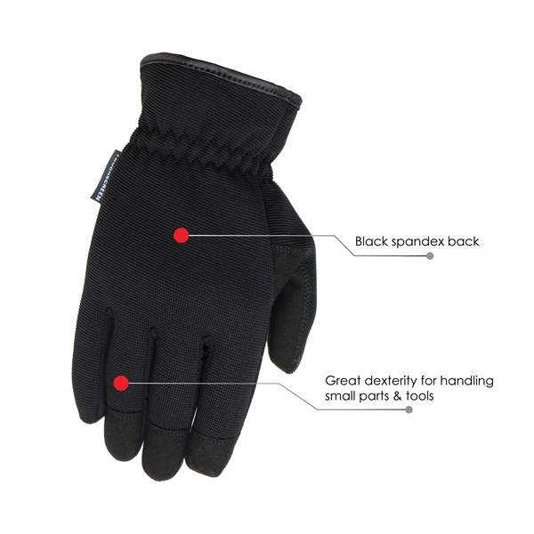 Touchscreen mechanics gloves, padded & reinforced palm, black spandex back, slip... from ASI 62192 Illinois Glove Co / Honest Abe®