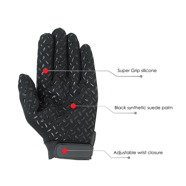 Super Grip mechanics gloves, black synthetic suede palm with silicone grip,... from ASI 62192 Illinois Glove Co / Honest Abe®