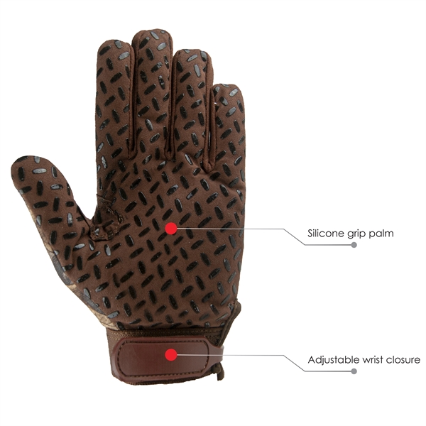 Camouflage gloves, super grip silicone palm.... from ASI 62192 Illinois Glove Co / Honest Abe®