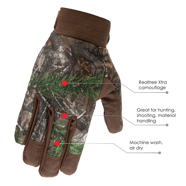 Camouflage gloves, super grip silicone palm.... from ASI 62192 Illinois Glove Co / Honest Abe®