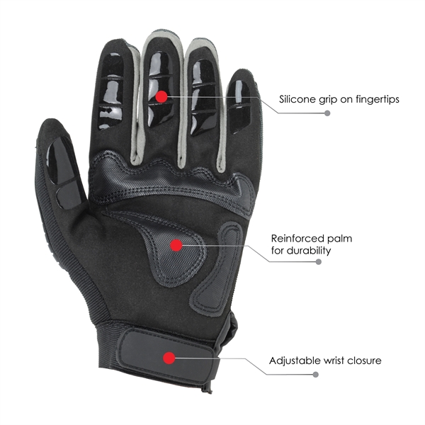 Heavy duty mechanics gloves, TPR finger protection, reinforced palm, silicone grip.... from ASI 62192 Illinois Glove Co / Honest Abe®