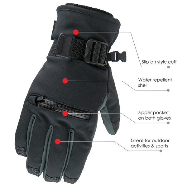 Touchscreen ski gloves with zipper pockets.... from ASI 62192 Illinois Glove Co / Honest Abe®