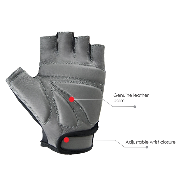 Workout gloves, gray leather palm, black Lycra back.... from ASI 62192 Illinois Glove Co / Honest Abe®