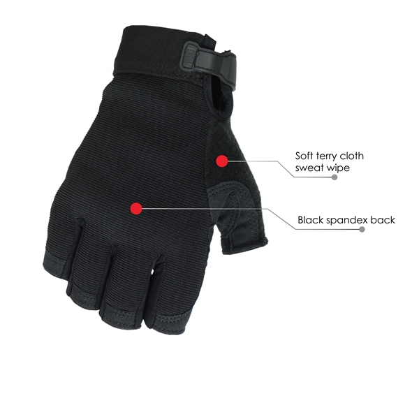 Sports gloves, black synthetic suede reinforced palm, black spandex back.... from ASI 62192 Illinois Glove Co / Honest Abe®