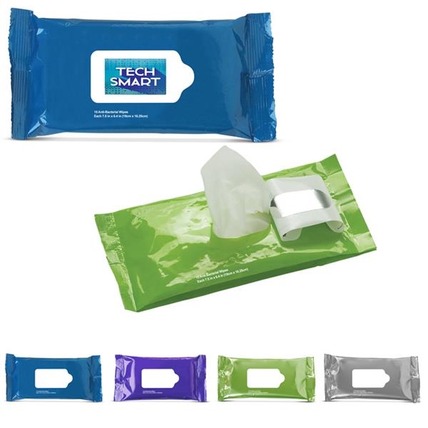 Resealable foil pouch filled with 15 non-woven, gently scented antibacterial disposable... from ASI 79530 Prime Line
