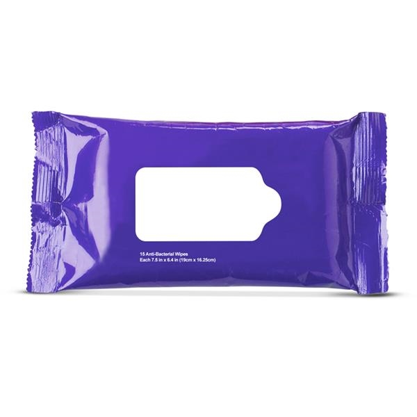 Resealable foil pouch filled with 15 non-woven, gently scented antibacterial disposable... from ASI 79530 Prime Line