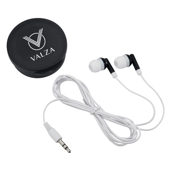 Ear Buds in Round Plastic Case. Works with Most Audio Devices.... from ASI 61125 Hit Promotional Products / Hit®