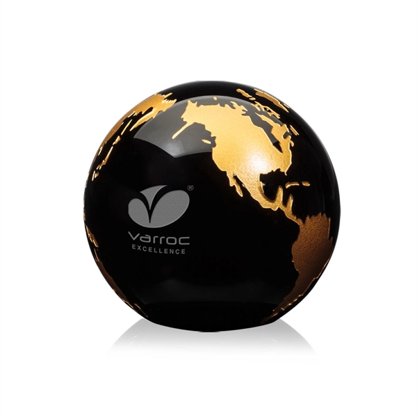 Wonderful 3" World Globe Paperweight in deep black optical crystal. ... from ASI 84592 St Regis Group / St Regis