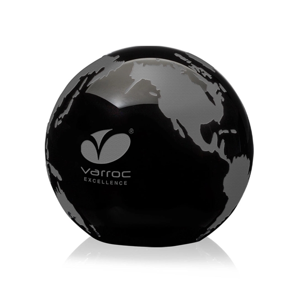 Wonderful 3" World Globe Paperweight in deep black optical crystal. ... from ASI 84592 St Regis Group / St Regis
