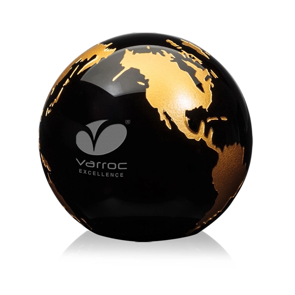 Wonderful 3" World Globe Paperweight in deep black optical crystal. ... from ASI 84592 St Regis Group / St Regis