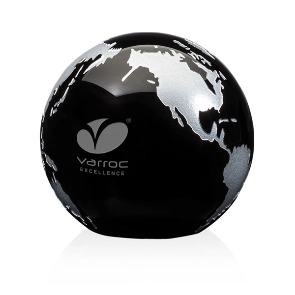Wonderful 3" World Globe Paperweight in deep black optical crystal. ... from ASI 84592 St Regis Group / St Regis