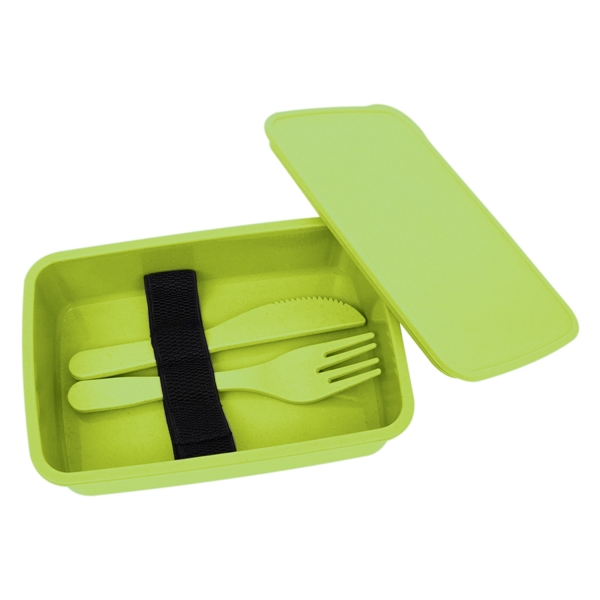 Utensil set with a fork, knife, and straw inside of a... from ASI 61125 Hit Promotional Products / Hit®