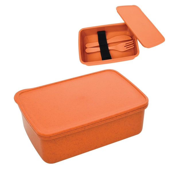 Utensil set with a fork, knife, and straw inside of a... from ASI 61125 Hit Promotional Products / Hit®