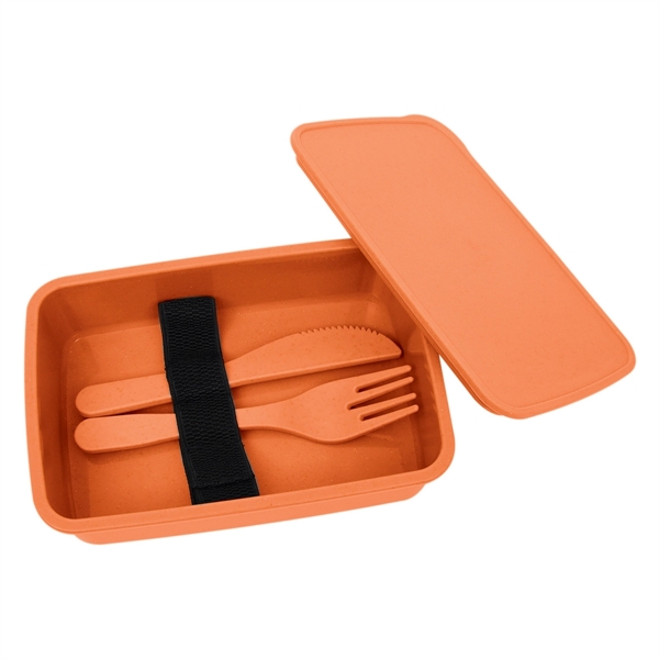 Utensil set with a fork, knife, and straw inside of a... from ASI 61125 Hit Promotional Products / Hit®
