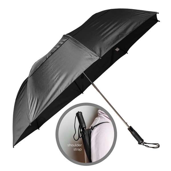 Auto open, vented folding umbrella with steel shaft, rubber handle, 58"... from ASI 76730 Peerless Umbrella Co Inc