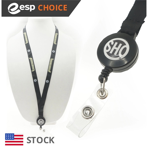35" x 5/8" lanyard with sewn-in retractable badge reel and sublimated... from ASI 30250 AZX Sport USA