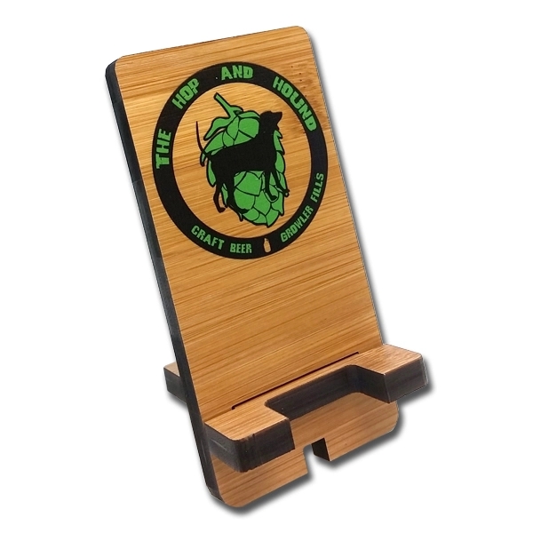 2.5" x 5" bamboo phone stand with full color customization.... from ASI 72521 Morris Magnets / Laser Cuts