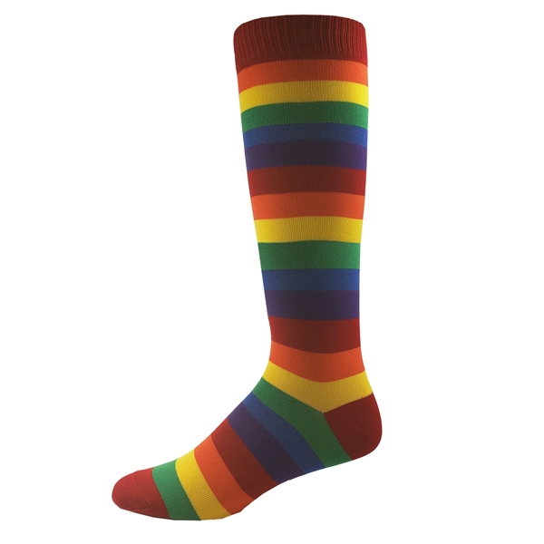 Flat knit rainbow striped knee high length dress socks.... from ASI 90160 Suntex Industries