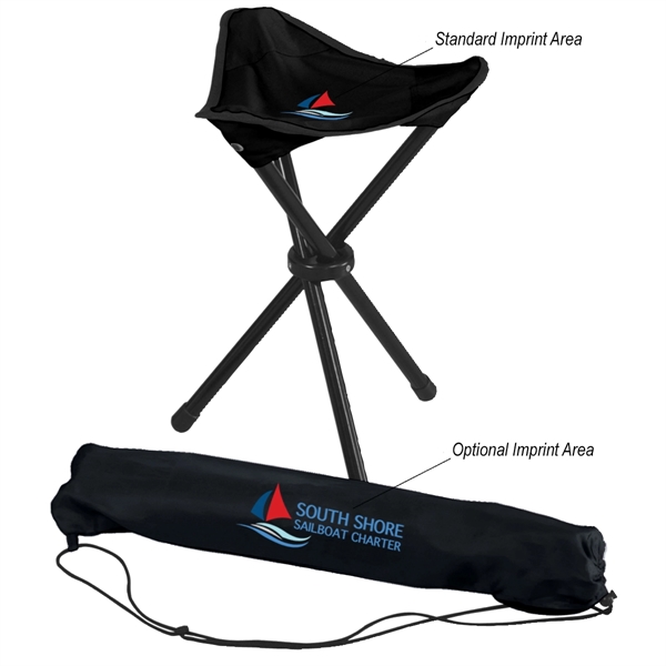 Folding tripod stool with tubular steel frame and carrying bag.... from ASI 61125 Hit Promotional Products / Hit®