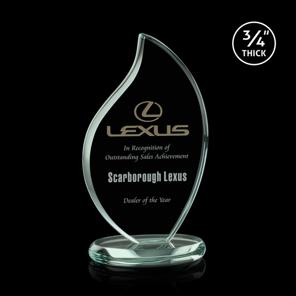 Jade flame shape award on a round base.... from ASI 84592 St Regis Group / St Regis