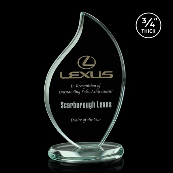 Jade flame shape award on a round base.... from ASI 84592 St Regis Group / St Regis