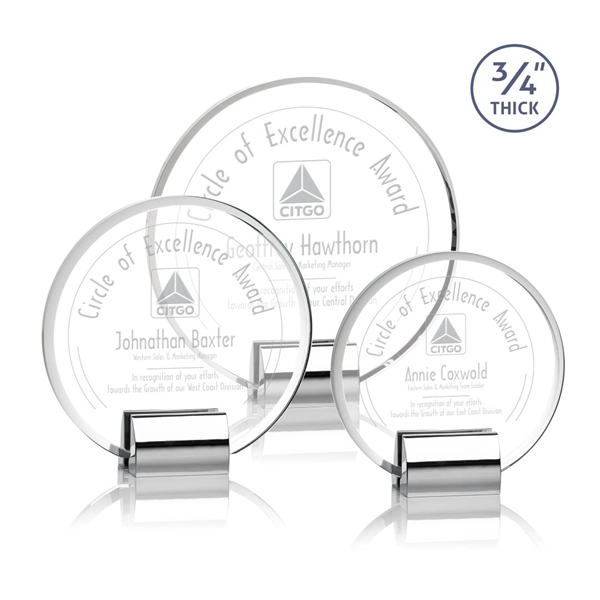 Round starfire crystal award combined with a chrome base.... from ASI 84592 St Regis Group / St Regis