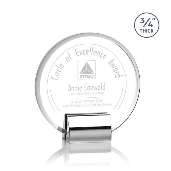 Round starfire crystal award combined with a chrome base.... from ASI 84592 St Regis Group / St Regis