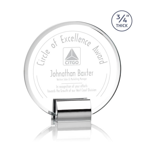 Round starfire crystal award combined with a chrome base.... from ASI 84592 St Regis Group / St Regis