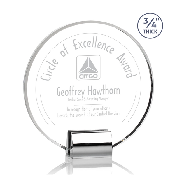 Round starfire crystal award combined with a chrome base.... from ASI 84592 St Regis Group / St Regis