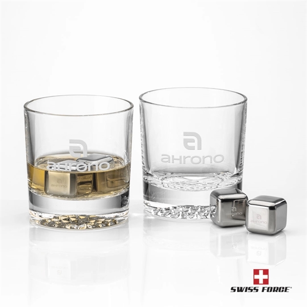 Crystalline on-the-rocks glasses are paired with a set of 4 stainless... from ASI 84592 St Regis Group