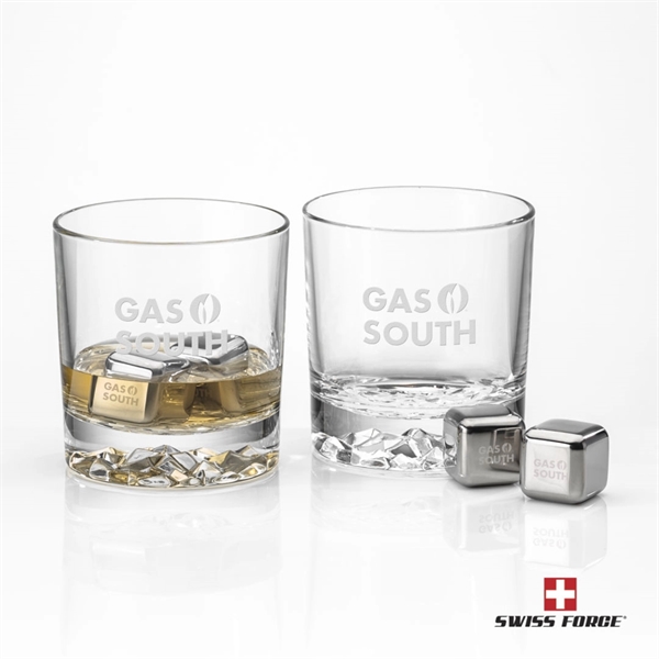 On-the-rocks glasses are paired with a set of 4 stainless steel... from ASI 84592 St Regis Group