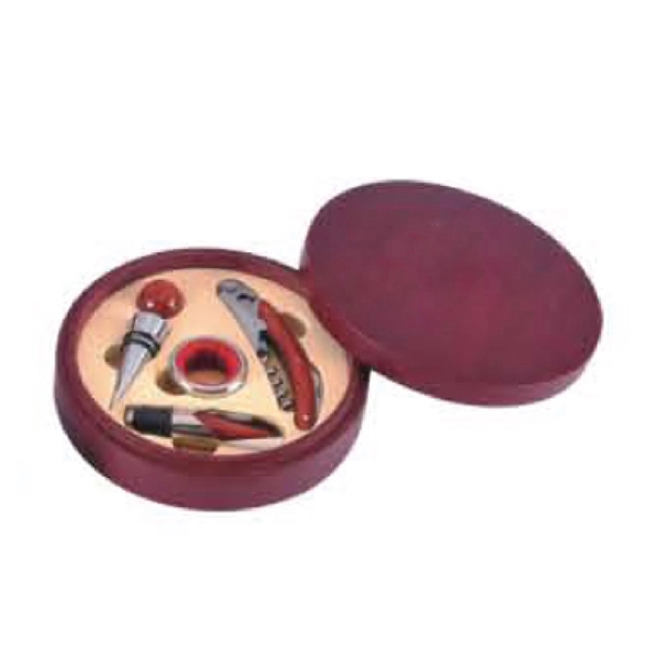 Wine set, four tools in a burgundy round wood case.... from ASI 36988 Artek USA Inc / Artek™
