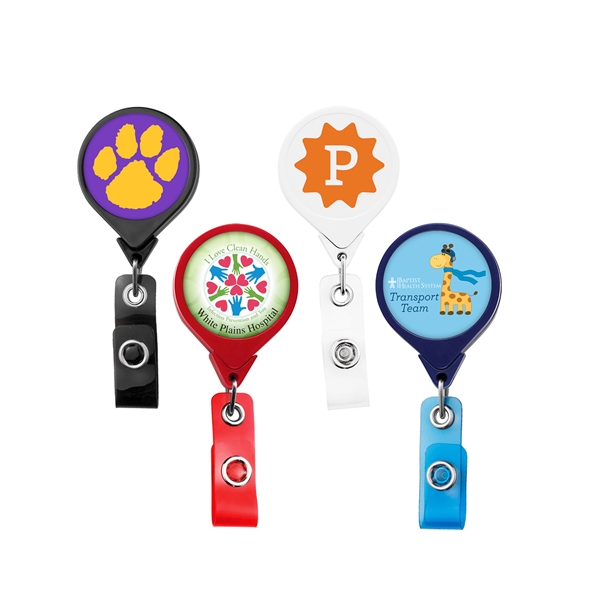 JUMBO Round retractable badge reel in solid colors, belt clip back,... from ASI 49470 DEVARA