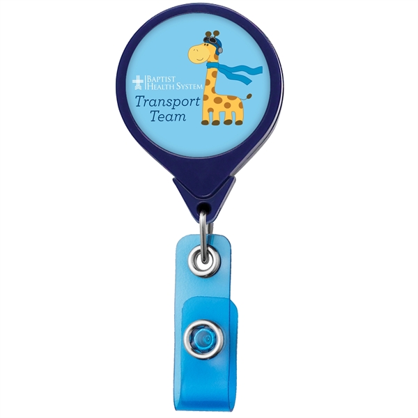 JUMBO Round retractable badge reel in solid colors, belt clip back,... from ASI 49470 DEVARA