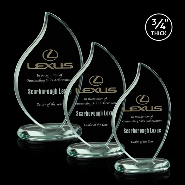 Jade flame shape award on a round base.... from ASI 84592 St Regis Group / St Regis