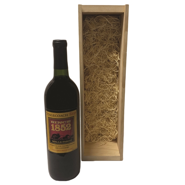 Pine wood wine presentation box. The sliding cover features your laser-etched... from ASI 31570 Advantage Industries