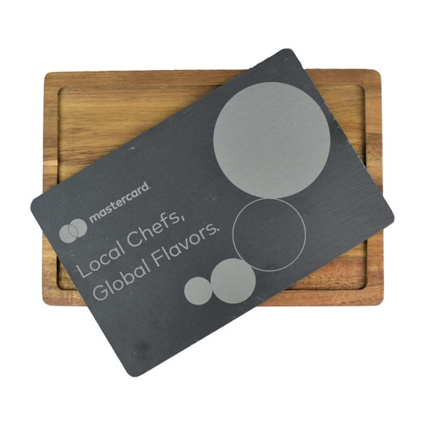 13" x 9" Acacia Wood/Slate Cutting Board... from ASI 72657 Active Life Promo / Apres Ski Ingrain Promo