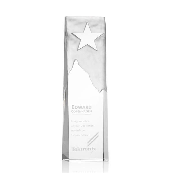 Optical crystal award with reverse frosted mountain peak with a clear... from ASI 84592 St Regis Group / St Regis