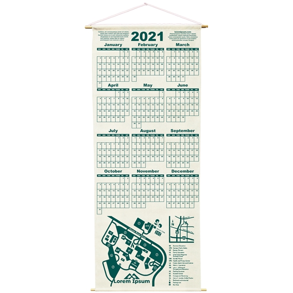 Natural 100% cotton muslin wall calendar with wooden dowels at the... from ASI 31260 AdCapitol