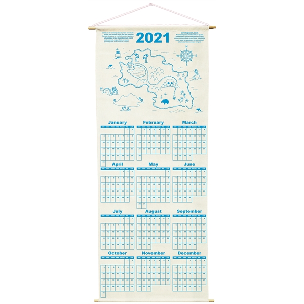 Natural 100% cotton muslin wall calendar with wooden dowels at the... from ASI 31260 AdCapitol